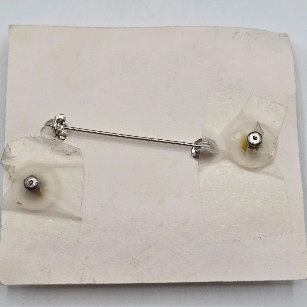 Porcelain Designs Handpainted Brooch‎ & Earrings Set Purple Surgical Steel New